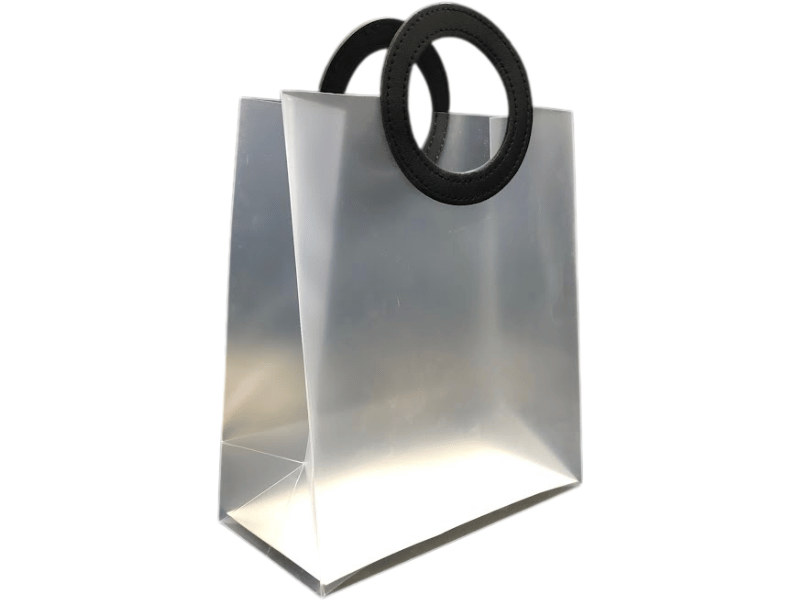 Sacola Transparente c/ Alça em Courino Preto 19,5x9,5x23 cm