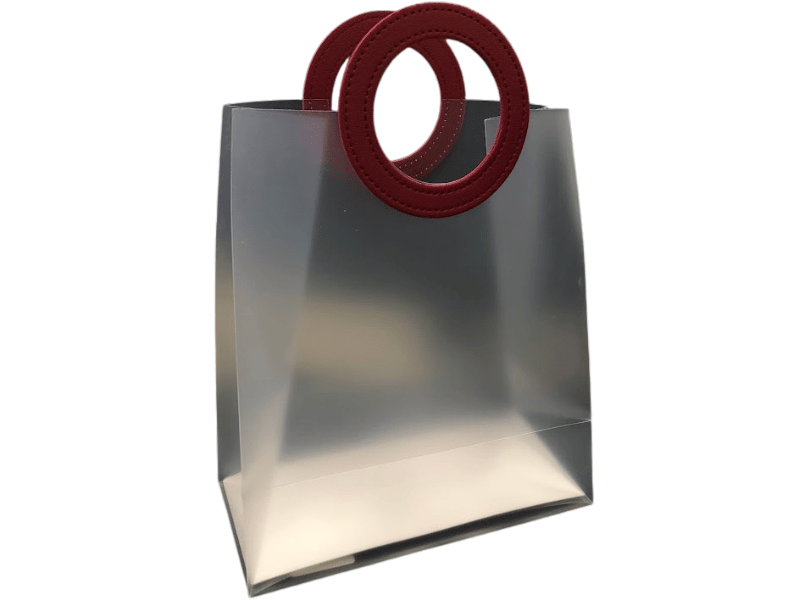 Sacola Transparente c/ Alça em Courino Vermelho 19,5x9,5x23 cm