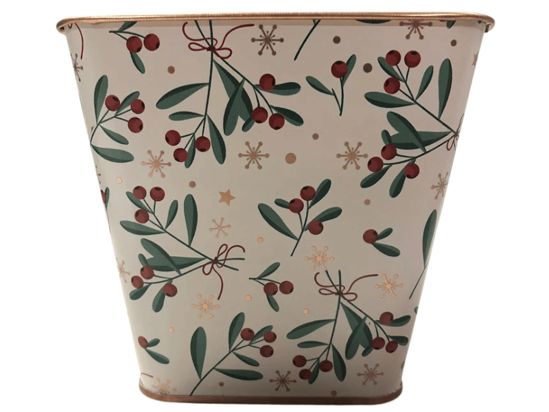 Cachepot Metálica Branco Frutas Vermelhas 12,5x12 cm - Tuut