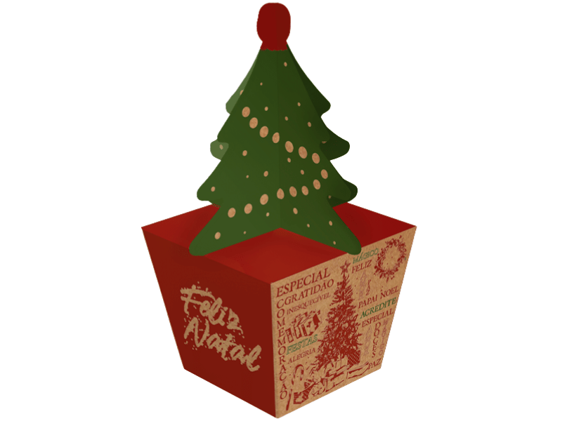 Caixa Arvore Natal Essencial 8x8x6,5 cm - Ideia Embalagens