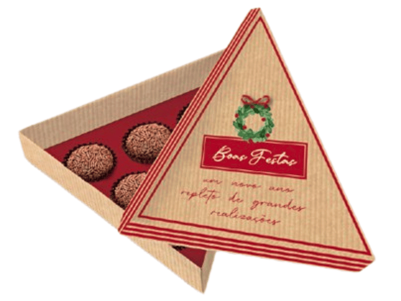 Caixa Árvore para 6 Brigadeiros guirlanda 19,5x17x4,5 cm 10 unidades - Cromus