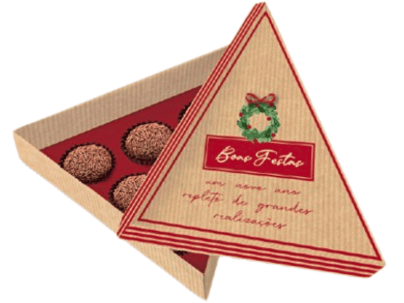Caixa Árvore para 6 Brigadeiros guirlanda 19,5x17x4,5 cm - Cromus