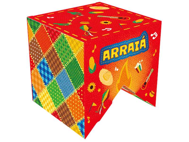 Caixa Bandeirola Nosso Arraiá 9x9x9 cm - Ideia Embalagens