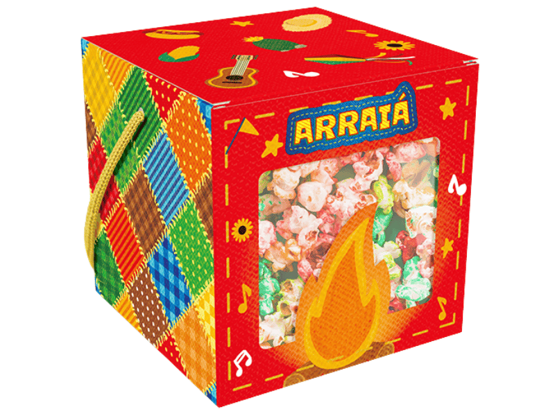 Caixa c/ Visor/Alça Nosso Arraiá 10x10x10 cm - Ideia Embalagens