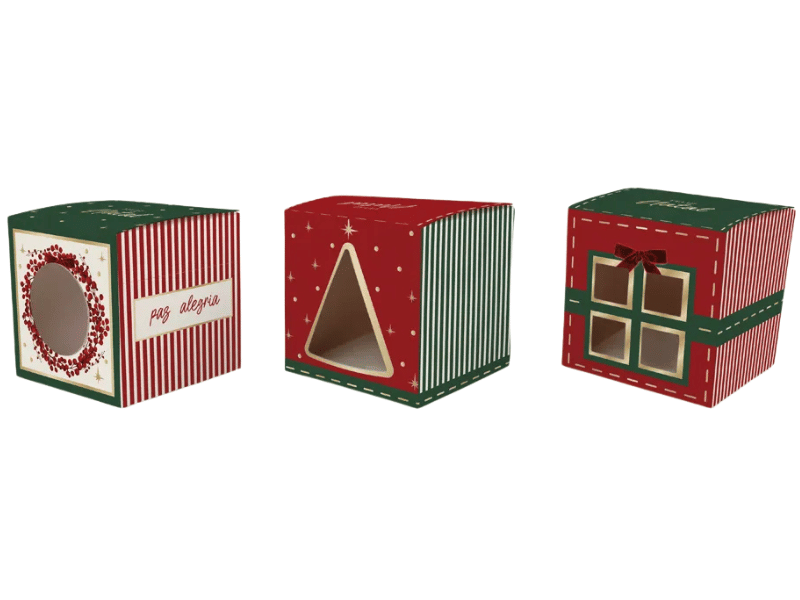 Caixa c/ Visor Pop Frutas Vermelhas Feliz Natal 9x9 cm c/ 10 unidades - Cromus