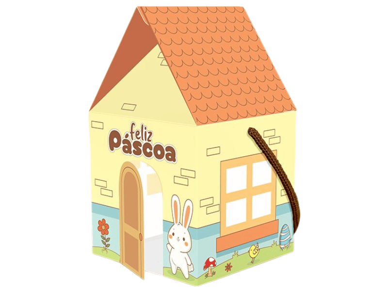 Caixa Casa c/ Alça Páscoa Colorir 10x10x17 cm - Ideia Embalagens