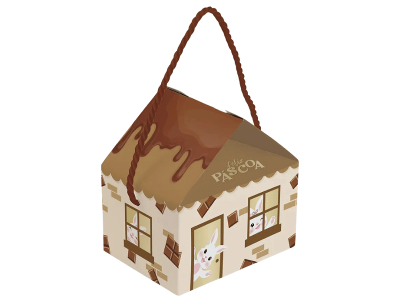 Caixa Casinha Páscoa Felicita 12,5x9,5x12 cm c/ 10 unidades - Cromus 