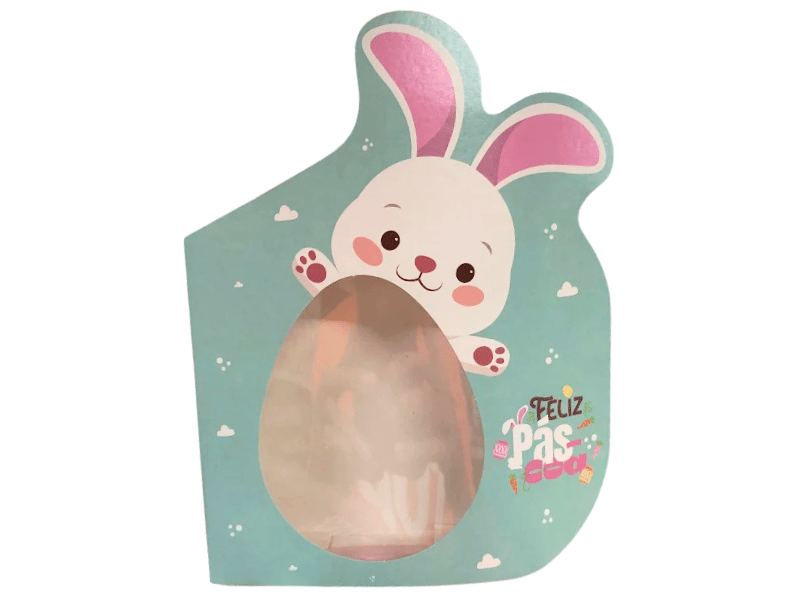 Caixa Coelho Gaveta c/ Visor para 9 Doces Páscoa - Ideia Embalagens