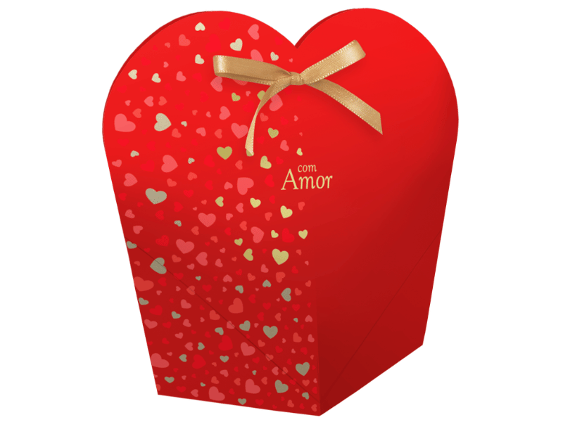 Caixa Coração Com Amor Clássico 14,5x13,5x21 cm - Ideia Embalagens
