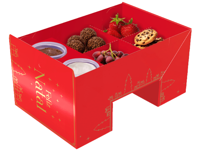 Caixa Fondue c/ Fitas Natal Luz 24,5x16x 7 cm - Ideia Embalagens
