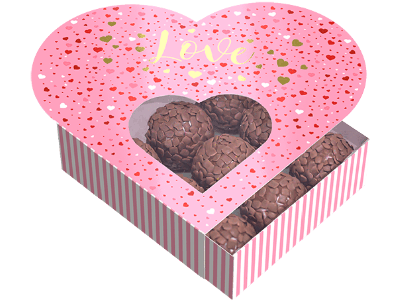 Caixa Gaveta c/ Visor Coração Love 12x12x4 cm - Ideia Embalagens