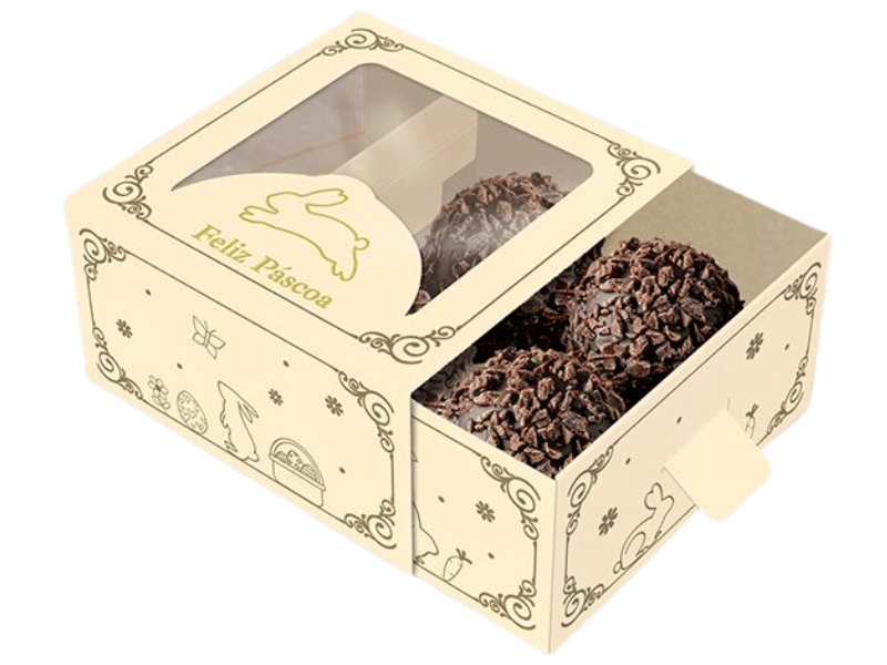 Caixa Gaveta c/ Visor para 4 Doces Páscoa Luz - Ideia Embalagens