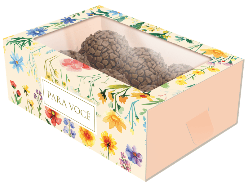 Caixa Gaveta c/ Visor para 6 Doces Atelier das Flores - Ideia Embalagens