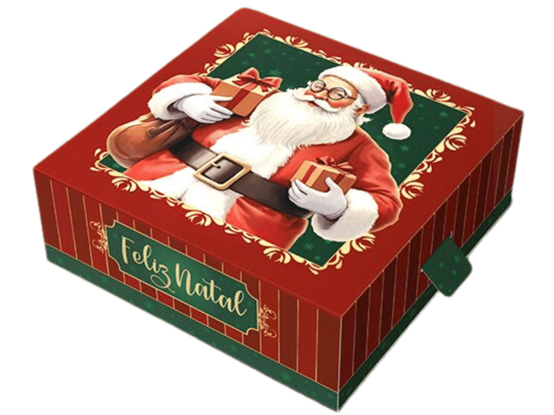 Caixa Gaveta Noel 8x8x4 cm - Ideia Embalagens
