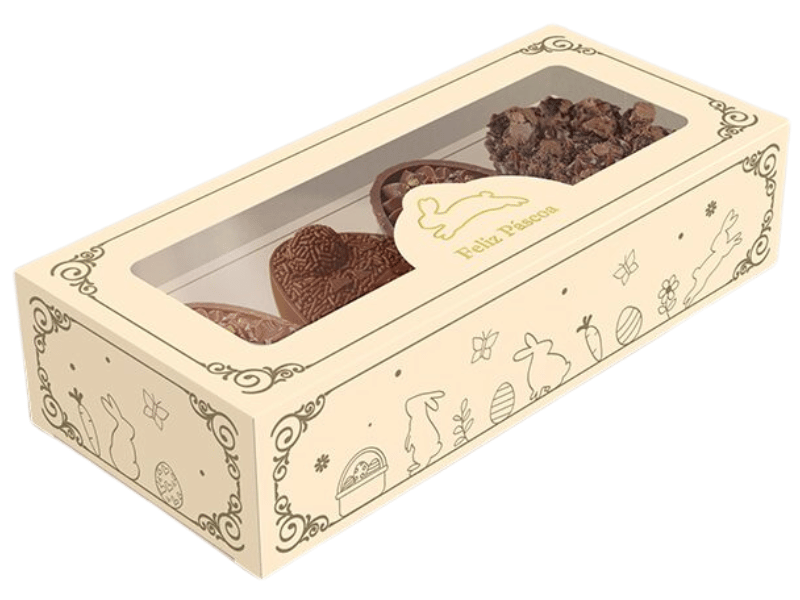 Caixa Gaveta para 4 Mini ovos 50g Páscoa Luz - Ideia Embalagens