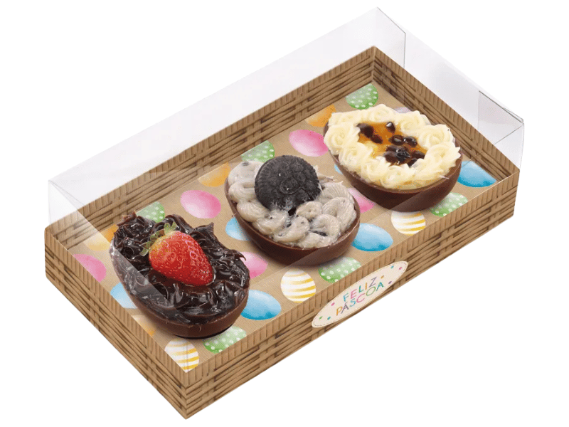 Caixa Horizonte para 3 Meios Ovos Kraft Rainbow 50g c/ 6 unidades - Cromus