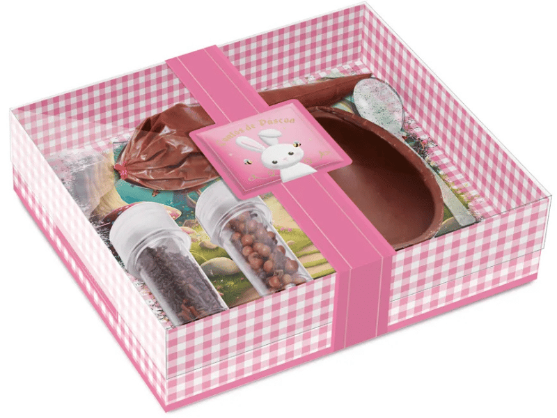 Caixa Kit Confeito Conto de Páscoa Rosa 100g 19,5x17x5 cm - Cromus
