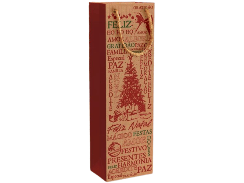 Caixa Kraft para Bebida Natal Essencial 11x08x36 cm - Ideia Embalagens