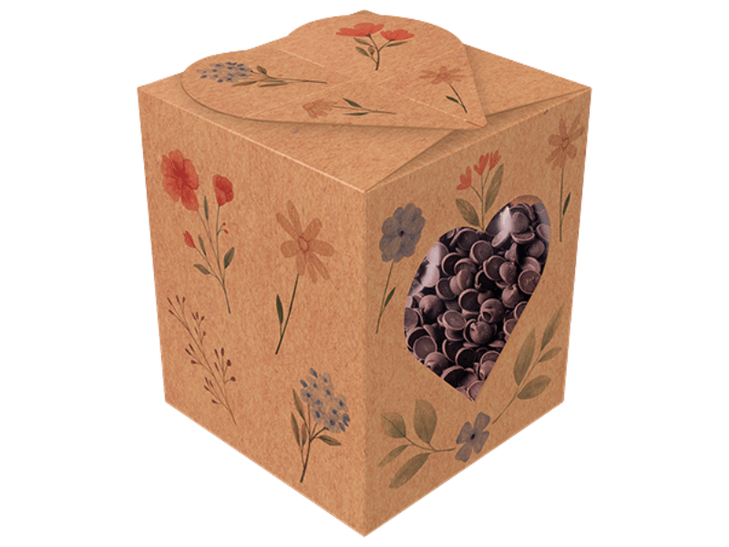 Caixa Kraft Pop Up c/ Visor Flores do Campo 10x10x12 cm - Ideia Embalagens