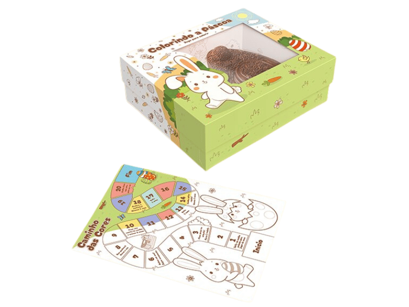 Caixa Mini Confeiteiro c/ Visor Jogo Páscoa Colorir 19,3x16x6,5 cm - Ideia Embalagens