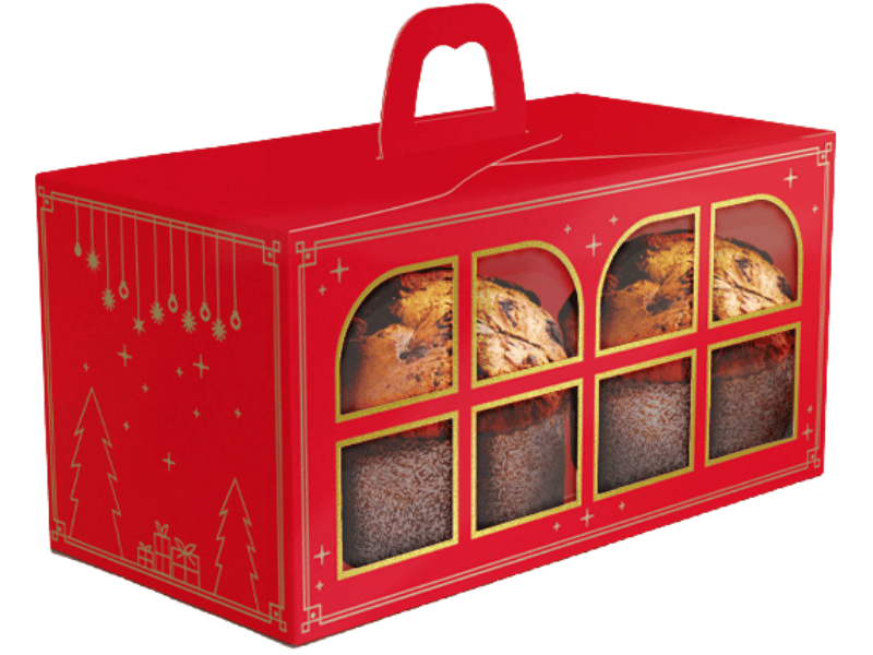 Caixa Mini Panetone c/ Visor e Alça Natal Luz 20x10x10 cm - ideia Embalagens
