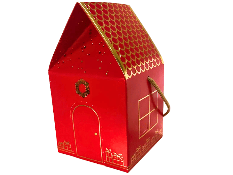 Caixa Mini Panetone Casinha Natal Luz 10x10x17 cm - Ideia Embalagens