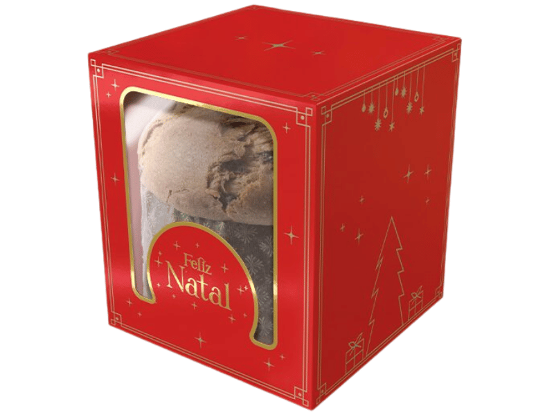 Caixa Panetone Classic Natal Luz 10x10x12 cm - Ideia embalagens
