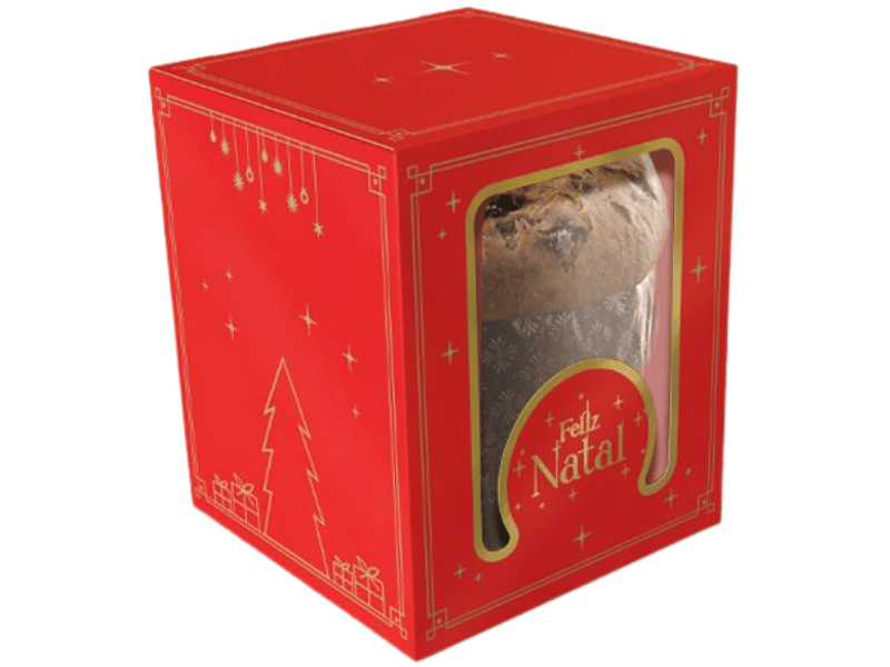 Caixa Panetone Classic Natal Luz 15x15x17 cm - Ideia embalagens