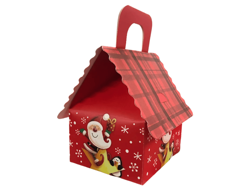 Caixa Papel Casinha Noel Flocos 12x10x13 cm - Tuut