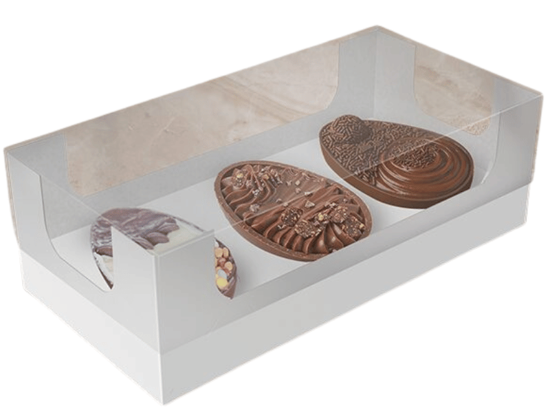 Caixa para 3 Mini Ovos de 50g Branco Essencial - Ideia Embalagens 