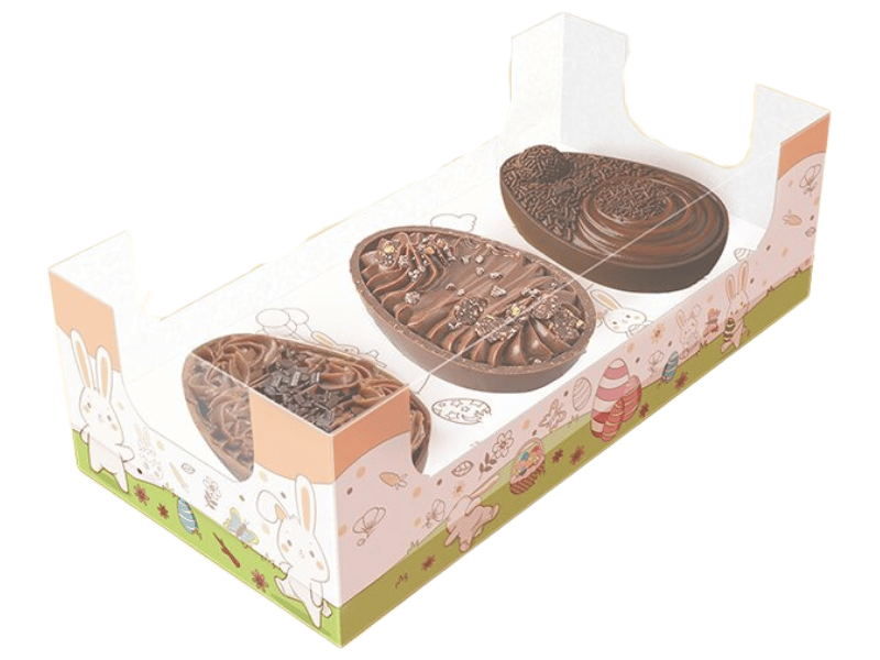 Caixa para 3 Mini Ovos de 50g Páscoa Colorir - Ideia Embalagens 