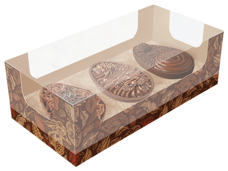 Caixa para 3 Mini Ovos de 50g Puro Cacau - Ideia Embalagens 