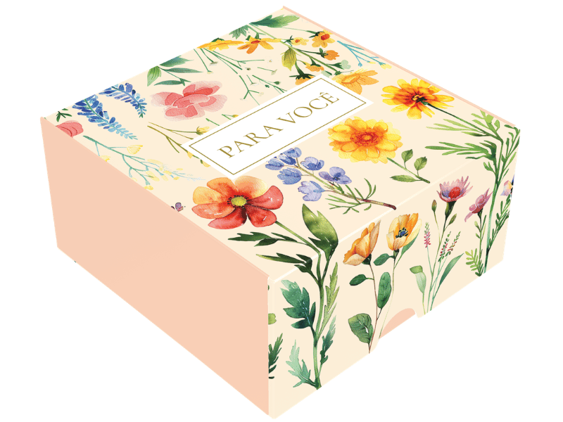 Caixa para 4 Doces Atelier das Flores - Ideia Embalagens