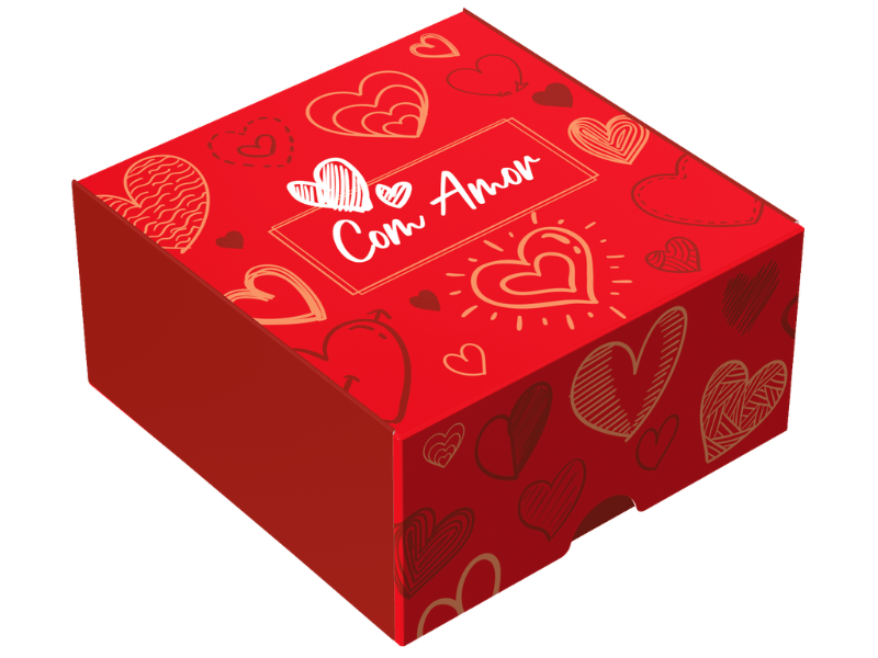 Caixa para 4 Doces Com Amor - Ideia Embalagens