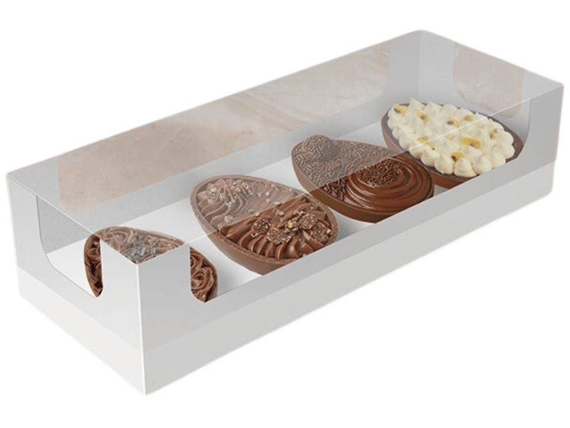 Caixa para 4 Mini Ovos de 50g Branco Essencial - Ideia Embalagens 