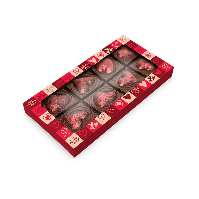 Caixa para Barra de Chocolate Coração 14,3x7,4x2 cm c/ 10 unidades - Ideia Embalagens