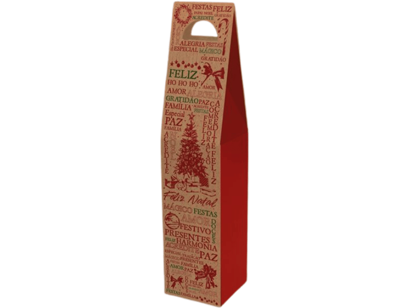 Caixa para Bebida Natal Essencial 8,5x8,5x39 cm - Ideia
