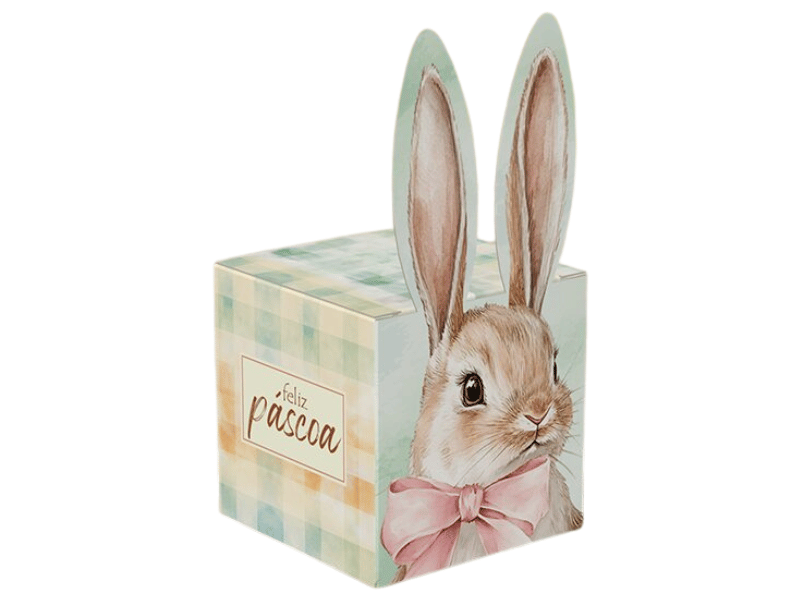Caixa para Doce Orelhas Páscoa Encantos 5x5x5 cm - Ideia Embalagens