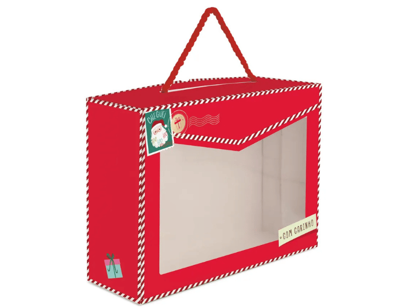 Caixa para Kit c/ Visor e Alça Presente Noel 27x19,5x9 cm - Cromus