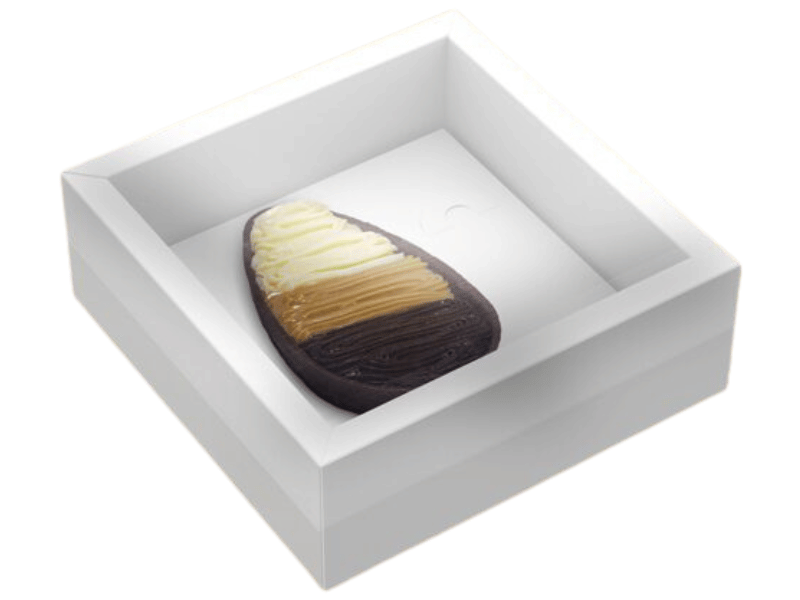 Caixa para Meio Ovo c/ Moldura Branca Ajustável 100/150g - Ideia Embalagens