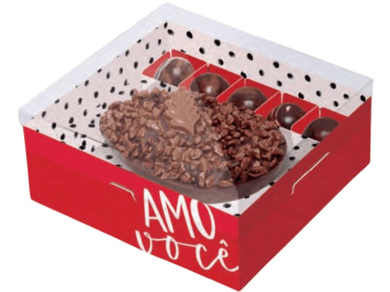 Caixa para Meio Ovo de 350g e Doces New Practice Tanto Amor - Cromus