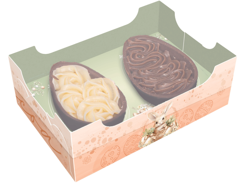 Caixa para Meio Ovo Encanto Páscoa Coelho c/ 2 Cavidades 50g c/ 5 - Ideia Embalagens