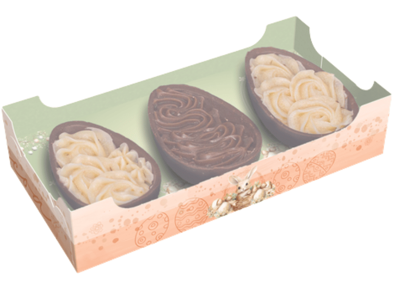 Caixa para Meio Ovo Encanto Páscoa Coelho c/ 3 Cavidades 50g c/ 5 - Ideia Embalagens