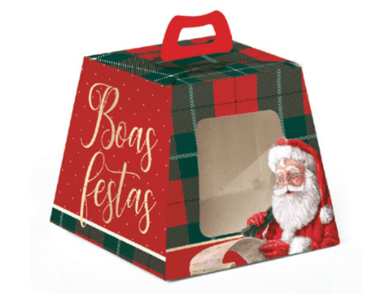 Caixa para Panetone Noel Boas Festas c/ Visor 11x10x11 cm - Cromus 