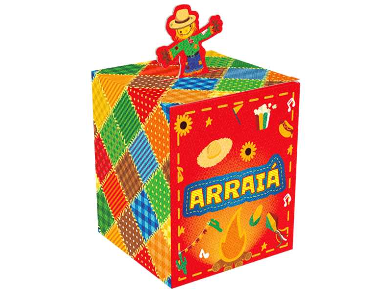 Caixa Pop Up Espantalho Nosso Arraiá 10x10x12 cm - Ideia Embalagens