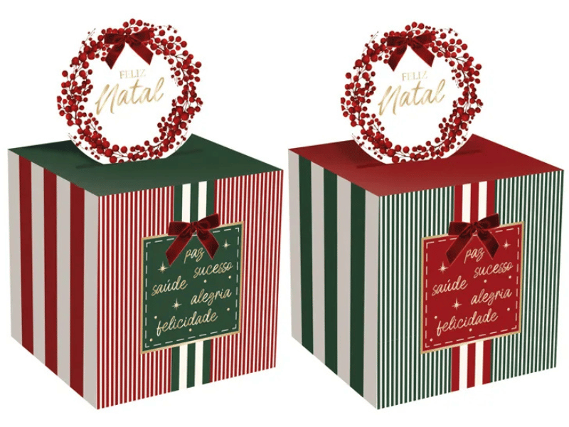 Caixa Pop Up Frutas Vermelhas Feliz Natal 7x7 cm c/ 10 unidades - Cromus