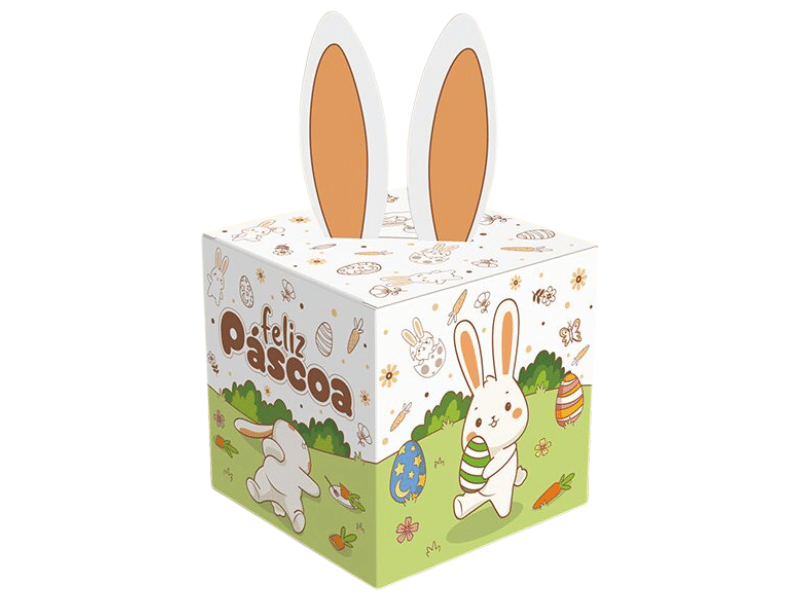 Caixa Pop Up Orelhas Páscoa Colorir 8x8x8 - Ideia Embalagens