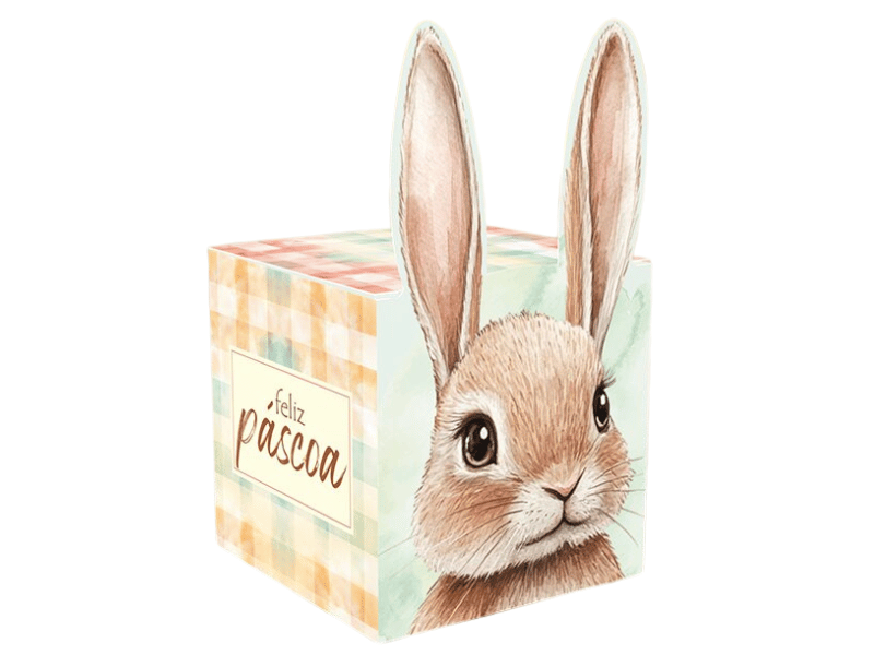Caixa Pop Up Orelhas Páscoa Encantos 8x8x8 - Ideia Embalagens