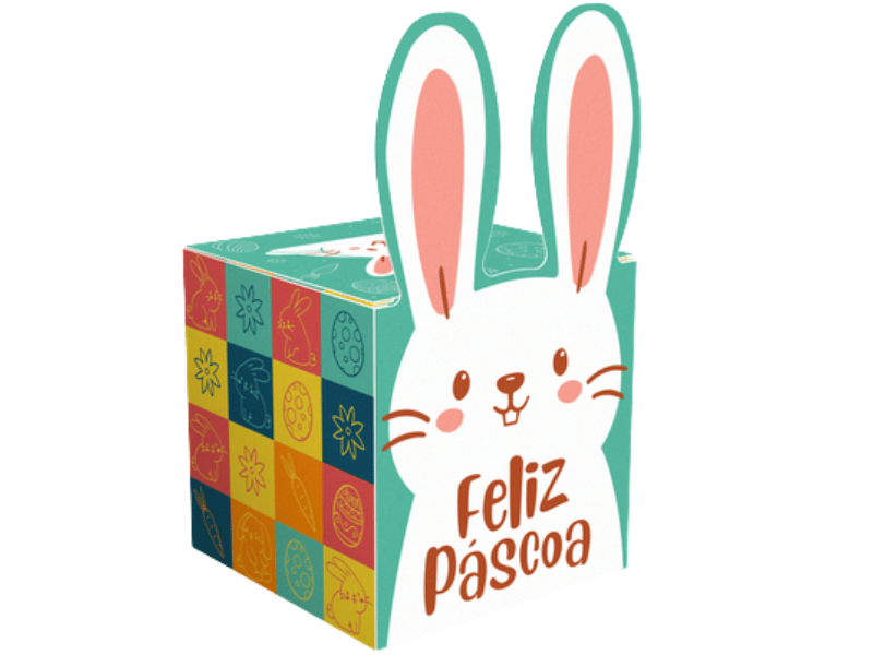 Caixa Pop Up Páscoa Divertida  8x8x8 cm c/ 10 unidades - Ideia Embalagens