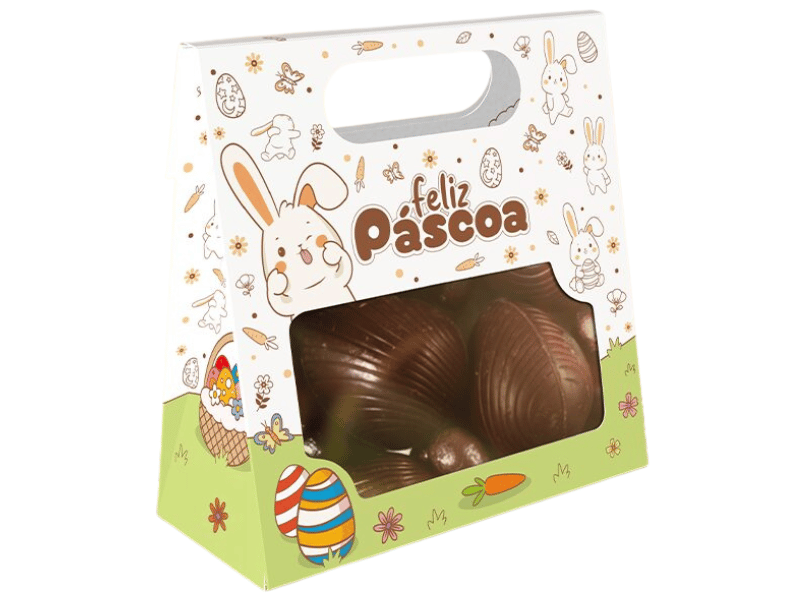 Caixa Practice Saco c/ Alça e Visor Páscoa Colorir  - Ideia Embalagens